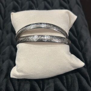 Brighton Intertwined Silver Engraved Bangle Bracelet
